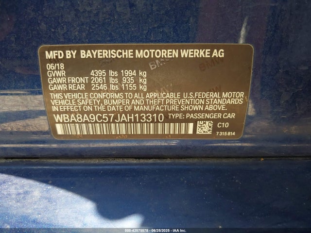 WBA8A9C57JAH13310 BMW 320i