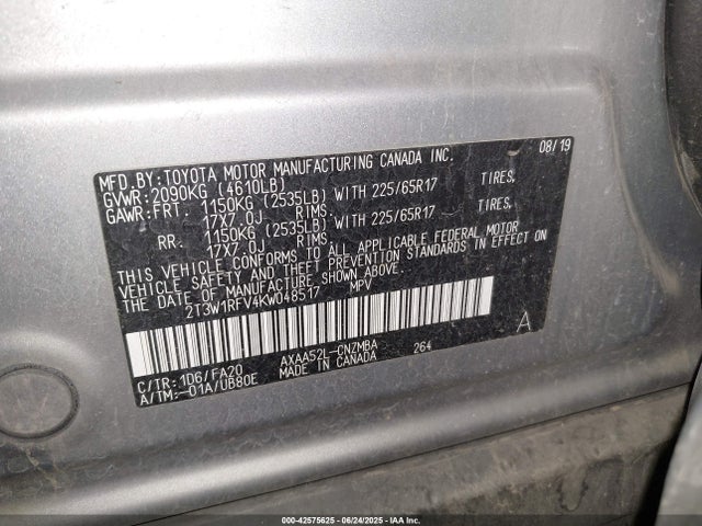 2T3W1RFV4KW048517 Toyota a25a-fks