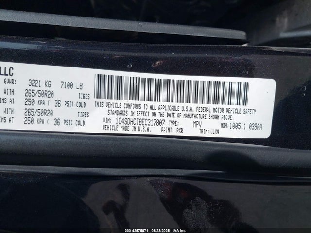 1C4SDHCT8EC317807 Dodge 2014
