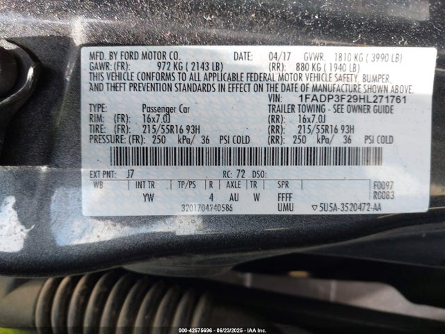 1FADP3F29HL271761 Ford 2.0l gdi