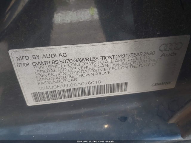 2010 AUDI A4 WAUSFAFL0AA036018 Photo 8