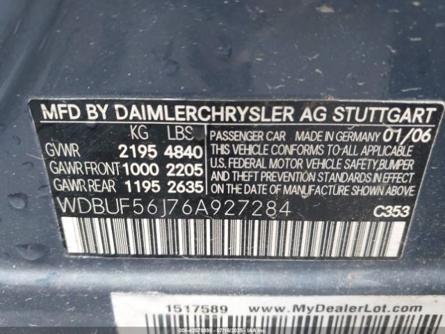 2006 MERCEDES-BENZ E 350 WDBUF56J76A927284 Photo 8