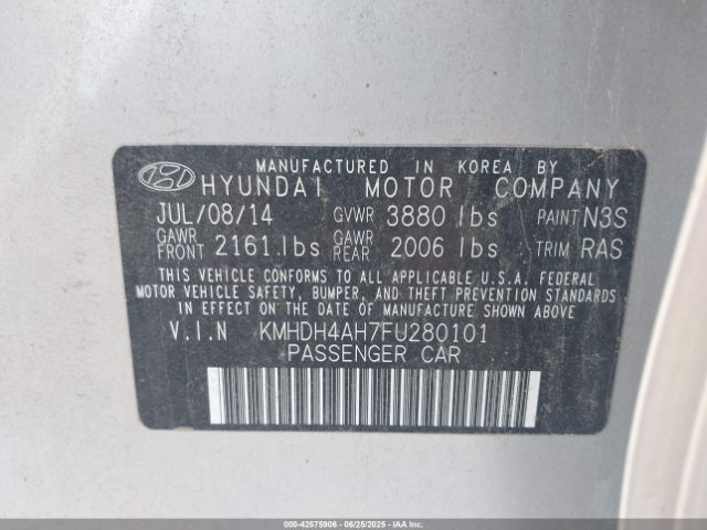 KMHDH4AH7FU280101 Hyundai dohc gdi nu