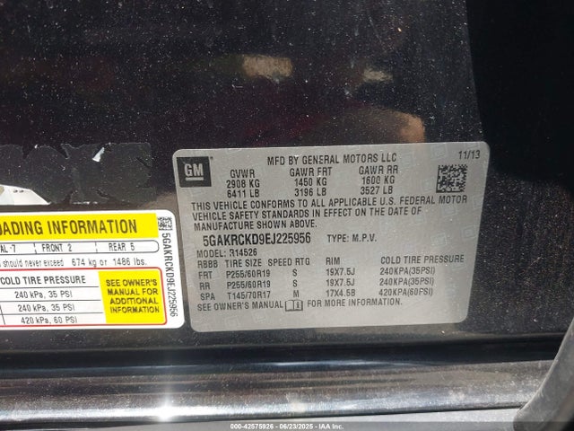 5GAKRCKD9EJ225956 Buick llt
