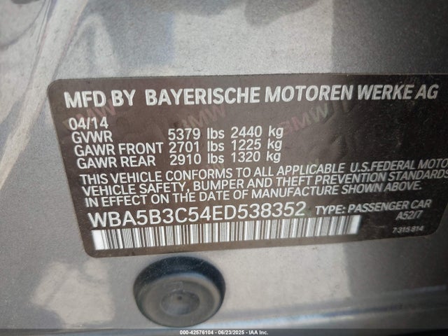 BMW 2014 2014 WBA5B3C54ED538352 Image 9