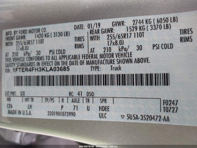 2019 FORD RANGER 1FTER4FH3KLA03685 Photo 8