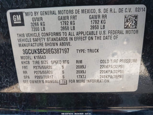 3GCUKSEC8EG387197 Chevrolet l83 - vvt, afm (active fuel management), aluminum