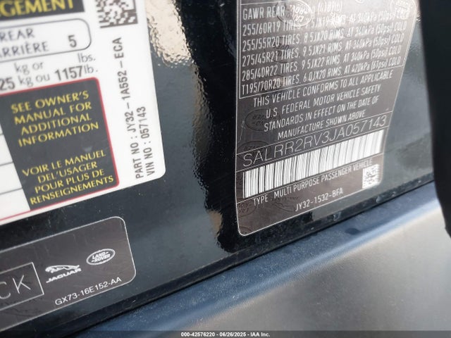 SALRR2RV3JA057143 Land Rover aj126
