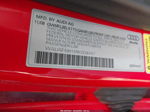 2009 AUDI A4 WAUAF48H39K008497 Photo 8