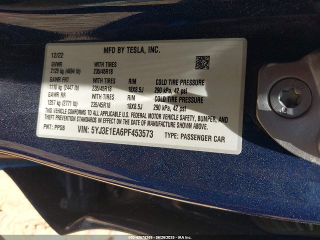2023 TESLA MODEL 3 5YJ3E1EA6PF453573 Photo 8