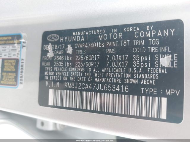 2018 HYUNDAI TUCSON KM8J2CA47JU653416 Photo 8