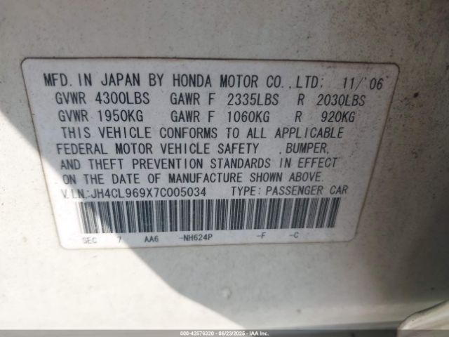 2007 ACURA TSX JH4CL969X7C005034 Photo 8