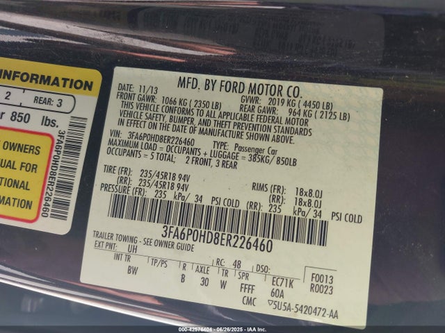 Ford Fusion 2014 3FA6P0HD8ER226460 Image 9