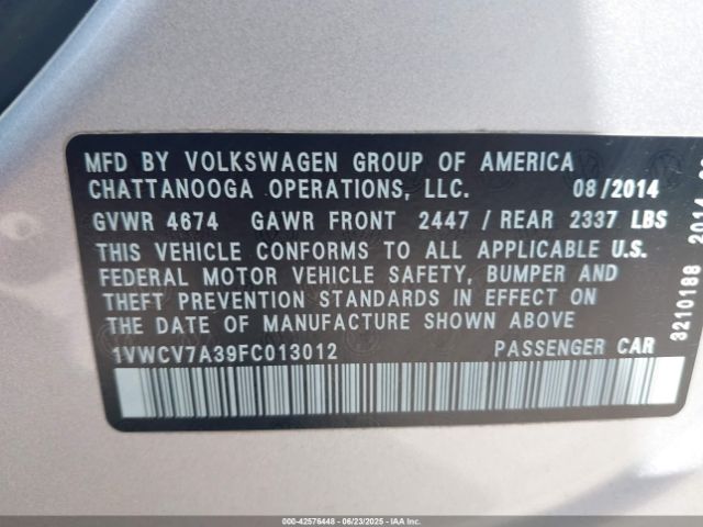 1VWCV7A39FC013012 Volkswagen 2015
