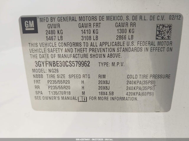 2012 CADILLAC SRX 3GYFNBE30CS579962 Photo 8