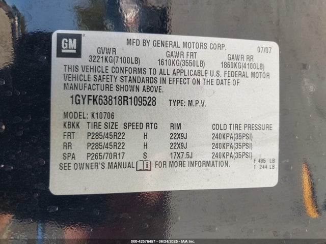 2008 CADILLAC ESCALADE 1GYFK63818R109528 Photo 8