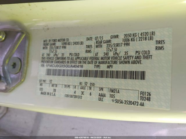 1FMCU0GX5GUA40416 Ford 2016