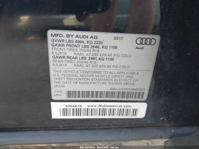 2018 AUDI Q3 WA1JCCFS7JR001627 Photo 8