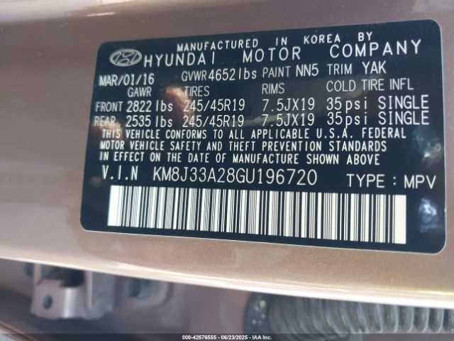 KM8J33A28GU196720 Hyundai Tucson