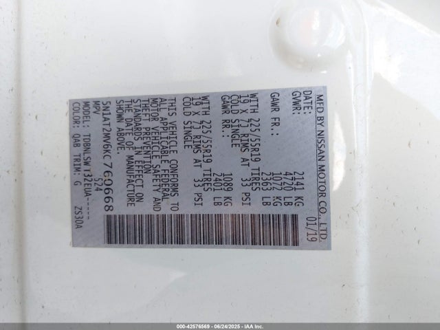 5N1AT2MV6KC760668 Nissan 2019