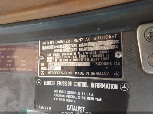 1983 MERCEDES-BENZ 380 WDBBA45AXDB021770 Photo 8