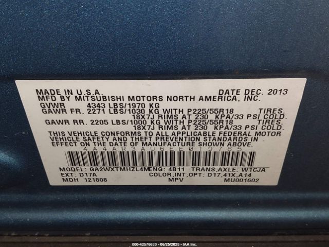 2014 MITSUBISHI OUTLANDER SPORT 4A4AR3AU6EE019765 Photo 8
