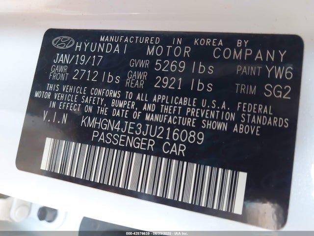 KMHGN4JE3JU216089 Genesis G80