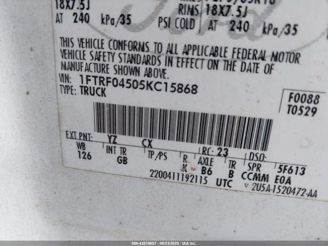 2005 FORD F-150 1FTRF04505KC15868 Photo 8