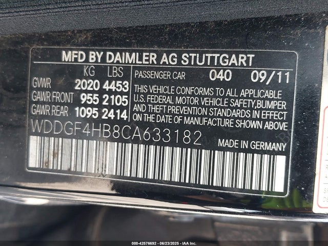 42576692 :رقم المزاد ، WDDGF4HB8CA633182 vin ، 2012 Mercedes-benz C 250 Luxury/sport مزاد بيع