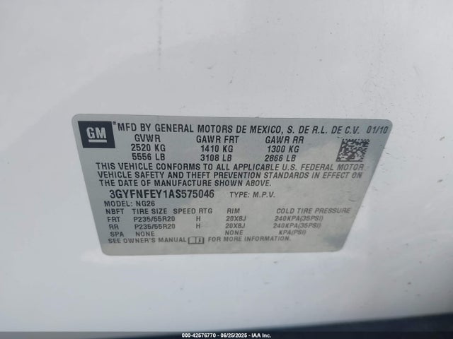 2010 CADILLAC SRX 3GYFNFEY1AS575046 Photo 8