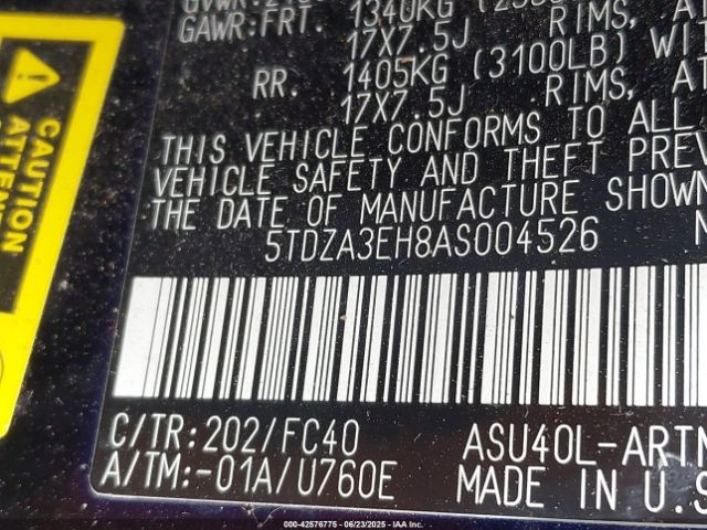 2010 TOYOTA HIGHLANDER 5TDZA3EH8AS004526 Photo 8