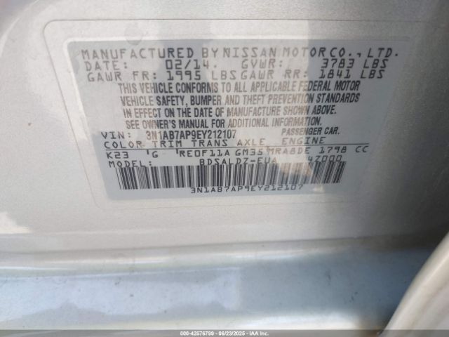 3N1AB7AP9EY212107 Nissan Sentra