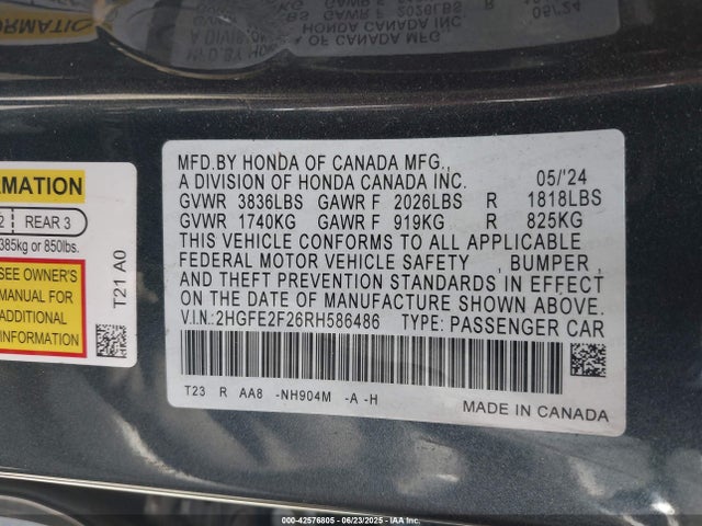 Honda k20c2 2024 2HGFE2F26RH586486 Image 9
