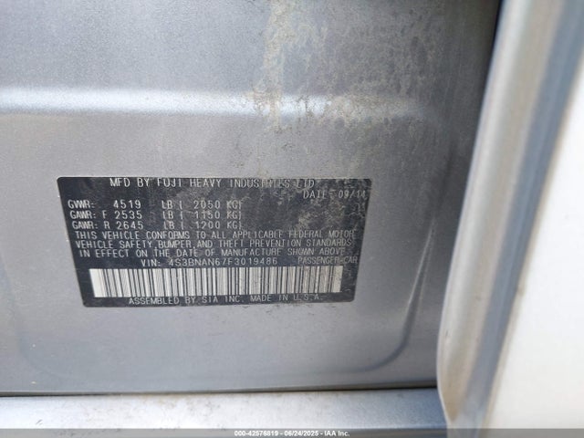4S3BNAN67F3019486 Subaru 2.5l u5
