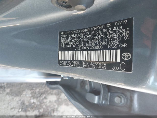 JTDEPRAE8LJ058808 Toyota 2zr-fae