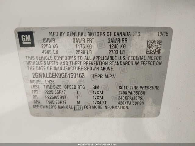 2GNALCEK9G6159163 Chevrolet lea - e85 max, aluminum