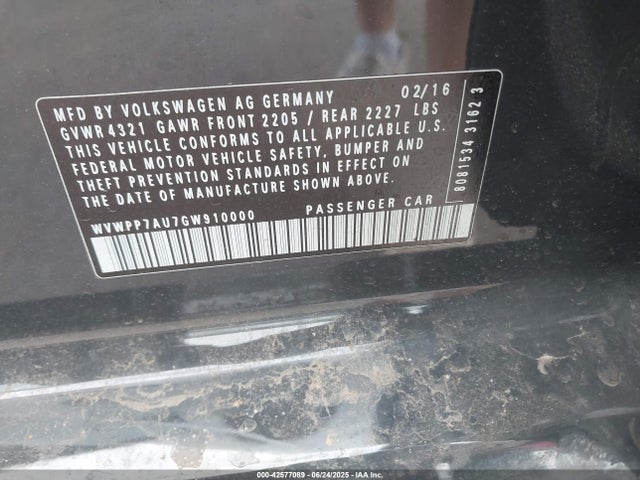 WVWPP7AU7GW910000 Volkswagen E-Golf