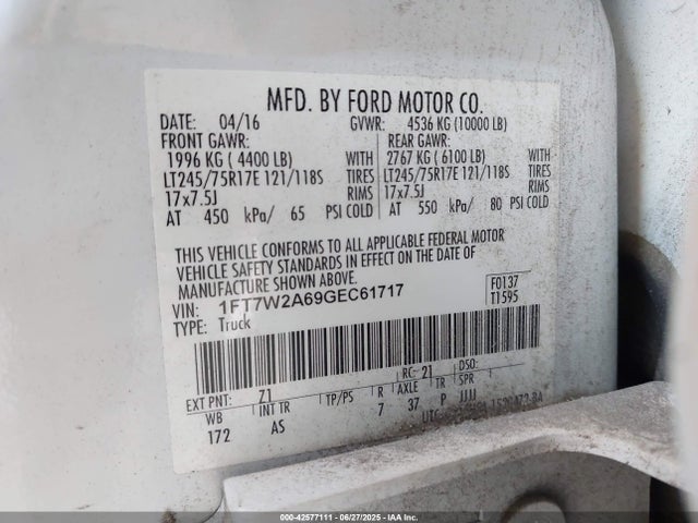 Ford 2016 2016 1FT7W2A69GEC61717 Image 9