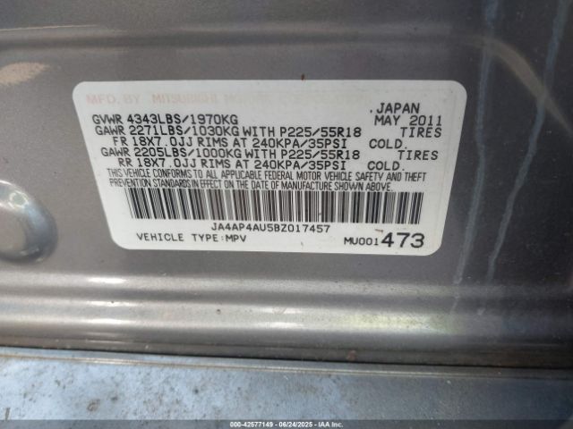 2011 MITSUBISHI OUTLANDER SPORT JA4AP4AU5BZ017457 Photo 8