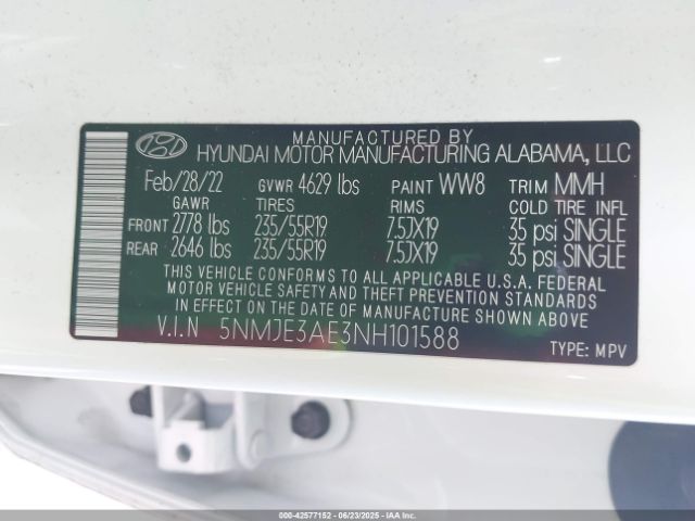 2022 HYUNDAI TUCSON 5NMJE3AE3NH101588 Photo 8