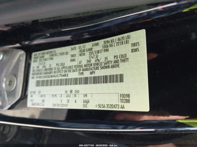 1FMCU0GD4HUC76482 Ford gtdi sigma w/premium fuel