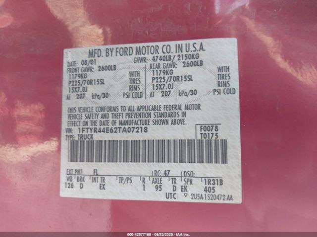 2002 FORD RANGER 1FTYR44E62TA07218 Photo 8