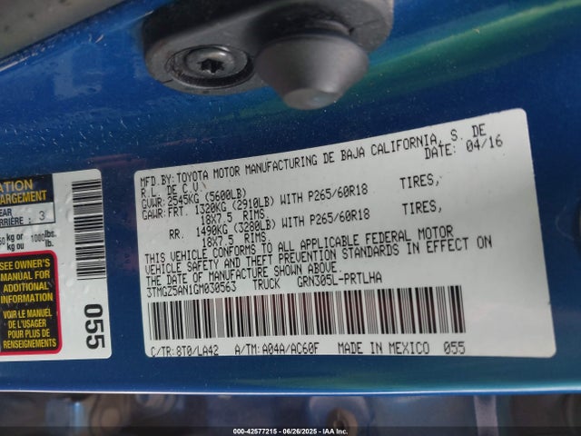 3TMGZ5AN1GM030563 Toyota 2gr-fks