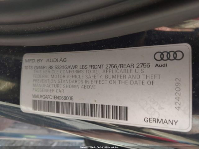 2014 AUDI A6 WAUFGAFC1EN068005 Photo 8