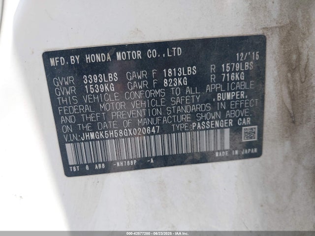 JHMGK5H58GX020647 Honda l15b1