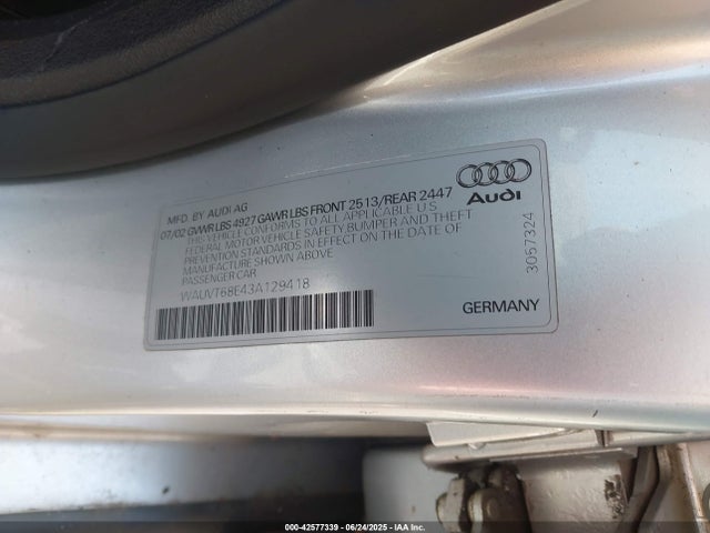 2003 AUDI A4 WAUVT68E43A129418 Photo 8