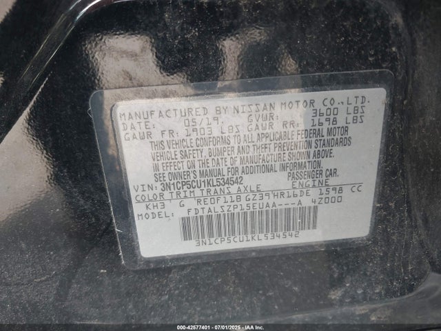 3N1CP5CU1KL534542 Nissan 2019