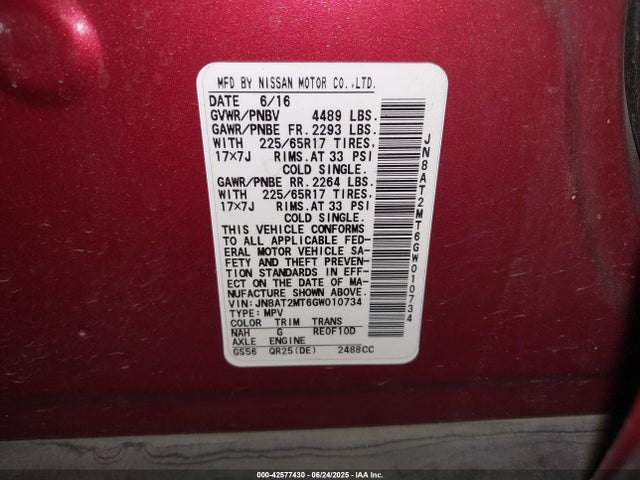 Nissan Rogue 2016 JN8AT2MT6GW010734 Image 9