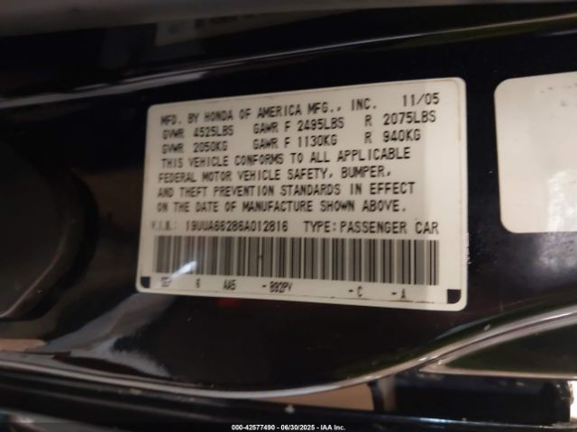 2006 ACURA TL 19UUA66286A012816 Photo 8