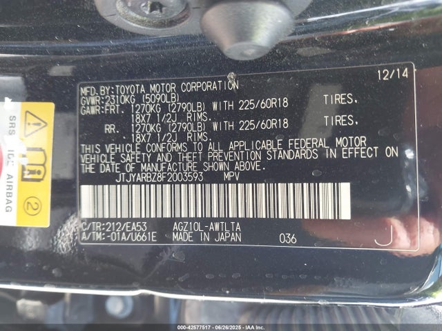 JTJYARBZ8F2003593 Lexus 8ar-fts